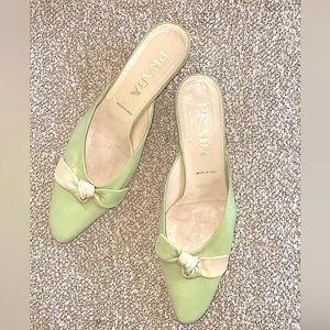 SOLD Vintage Prada mule Kitten Heels genuine leather size US 8 European 38.5